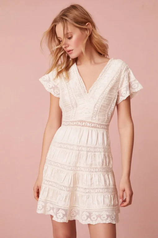 Women LoveShackFancy Alik Lace Mini Dress