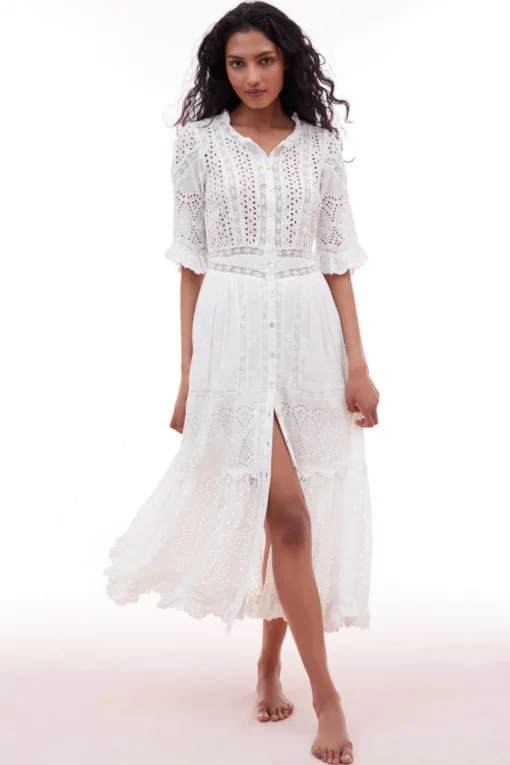 Women LoveShackFancy Botina Eyelet Midi Dress