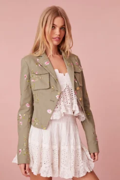 Women LoveShackFancy Dolisa Embroidered Military Jacket