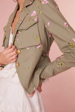 Women LoveShackFancy Dolisa Embroidered Military Jacket