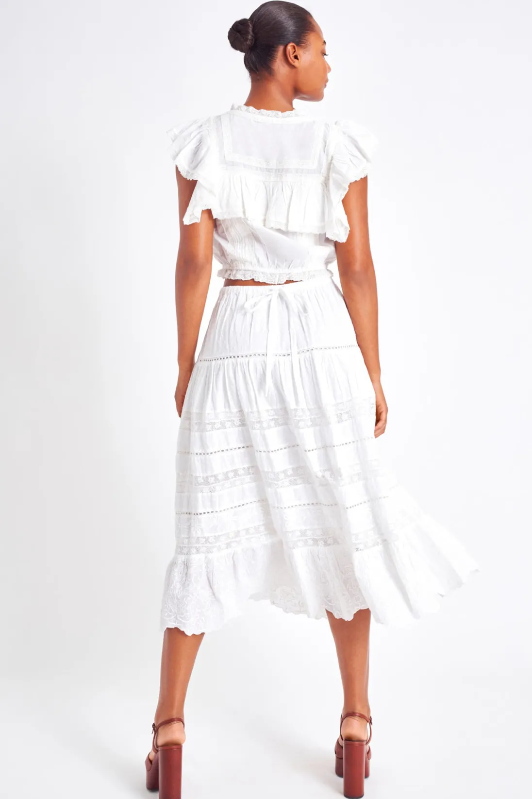 Women LoveShackFancy Donna Heritage Midi Skirt