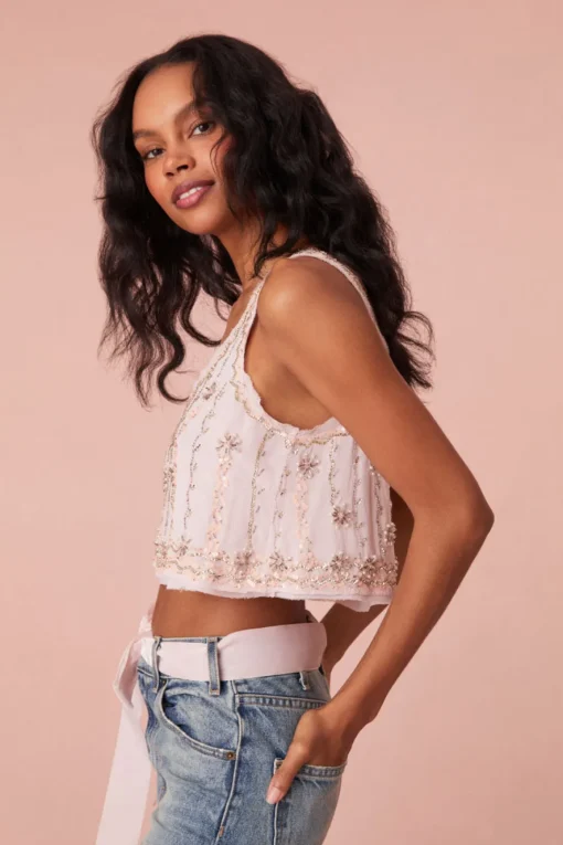Women LoveShackFancy Ensor Embellished Crop Top