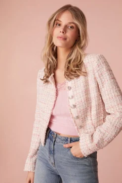 Women LoveShackFancy Falima Tweed Cropped Jacket