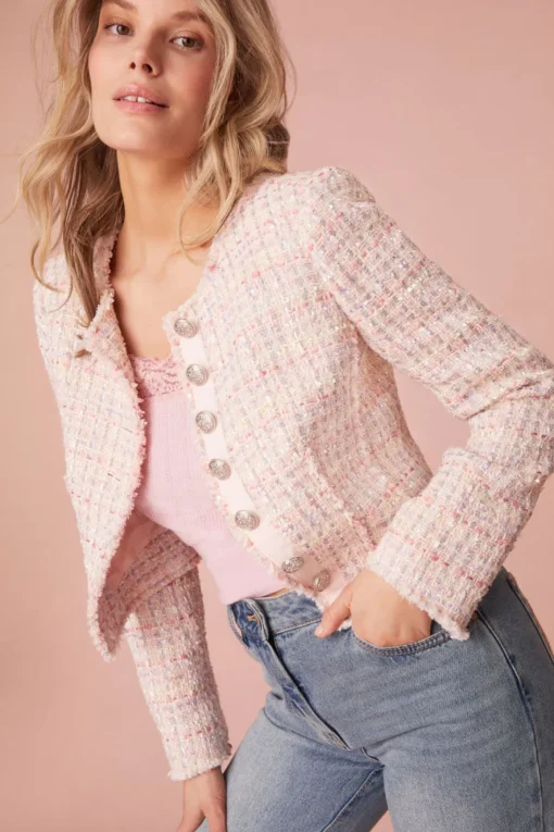 Women LoveShackFancy Falima Tweed Cropped Jacket