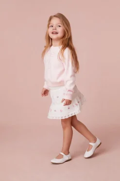 LoveShackFancy Girls Coralette Embroidered Cotton Skirt