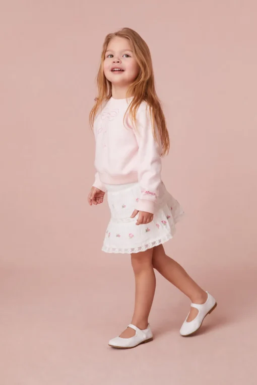 LoveShackFancy Girls Coralette Embroidered Cotton Skirt