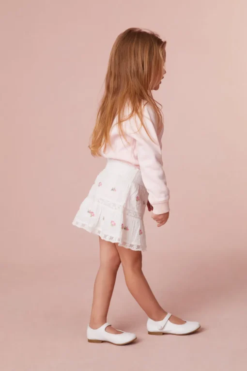 LoveShackFancy Girls Coralette Embroidered Cotton Skirt