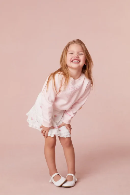 LoveShackFancy Girls Oaklee Pullover Bow Sweater