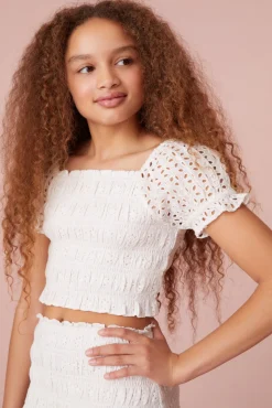 LoveShackFancy Girls Remina Smocked Top