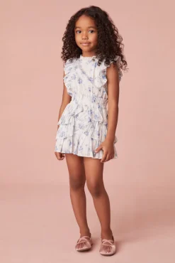 LoveShackFancy Girls Ruffle Blue Decker Dress