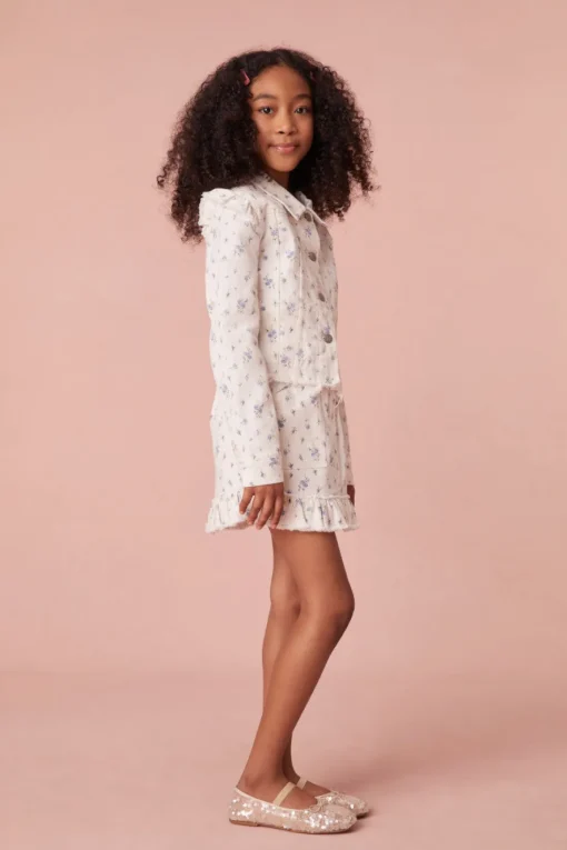 LoveShackFancy Girls Wylder Ikat Floral Print Skirt