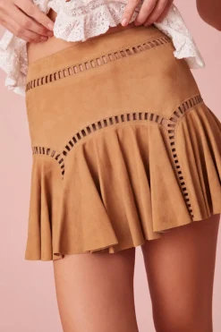 Women LoveShackFancy Hamilton Suede Mini Skirt