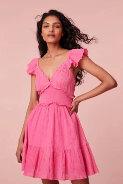 Women LoveShackFancy Ivella Smocked Adjustable Mini Dress