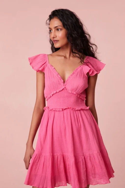 Women LoveShackFancy Ivella Smocked Adjustable Mini Dress