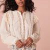 Women LoveShackFancy Kava Cotton Ruffle Long Sleeve Blouse