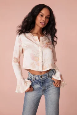Women LoveShackFancy Lyndon Floral Bell Sleeve Top