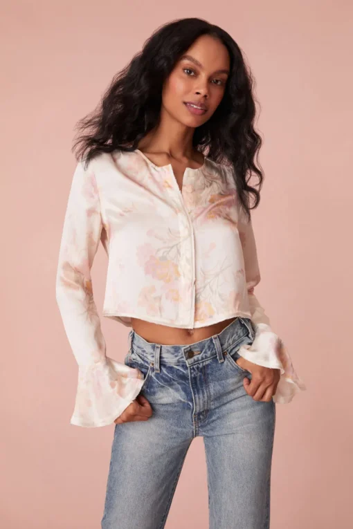 Women LoveShackFancy Lyndon Floral Bell Sleeve Top