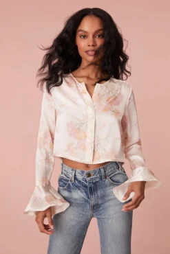 Women LoveShackFancy Lyndon Floral Bell Sleeve Top