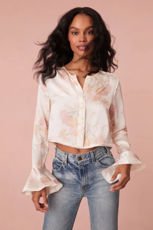 Women LoveShackFancy Lyndon Floral Bell Sleeve Top