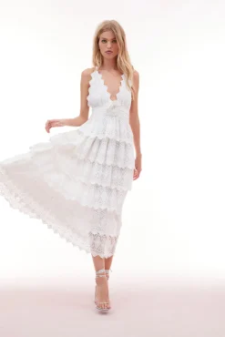 Women LoveShackFancy Nevis Eyelet Halter Maxi Dress