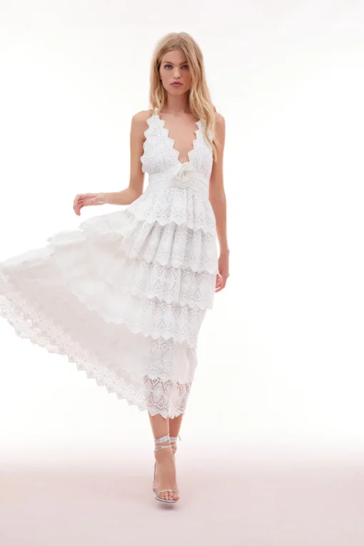 Women LoveShackFancy Nevis Eyelet Halter Maxi Dress