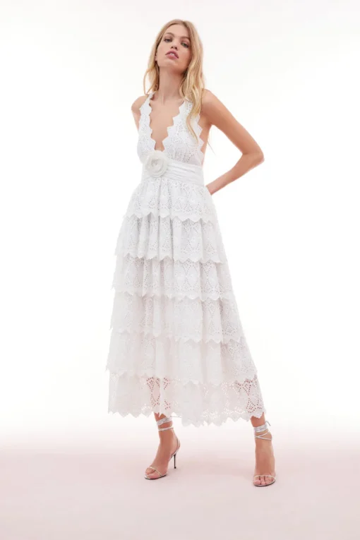 Women LoveShackFancy Nevis Eyelet Halter Maxi Dress
