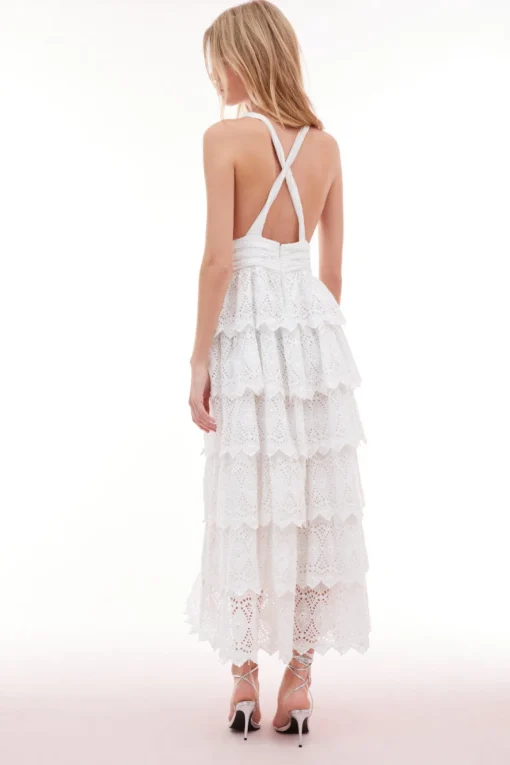 Women LoveShackFancy Nevis Eyelet Halter Maxi Dress