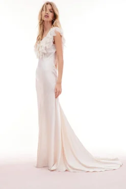Women LoveShackFancy Newbury Feather Trim Gown