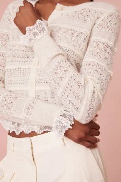 Women LoveShackFancy Norden Wool Embroidered Lace Cardigan