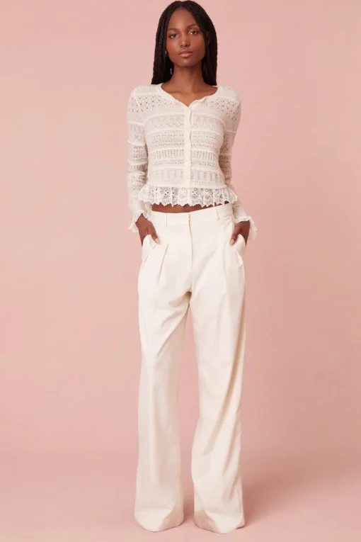 Women LoveShackFancy Norden Wool Embroidered Lace Cardigan