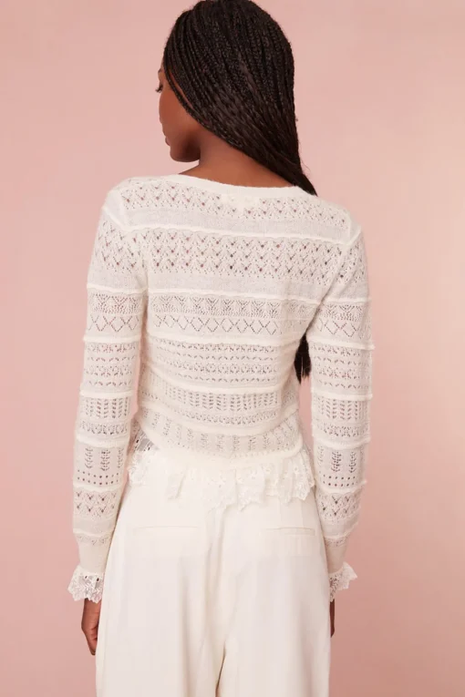Women LoveShackFancy Norden Wool Embroidered Lace Cardigan