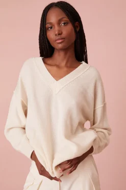 Women LoveShackFancy Perrine Cashmere V-Neck Pullover