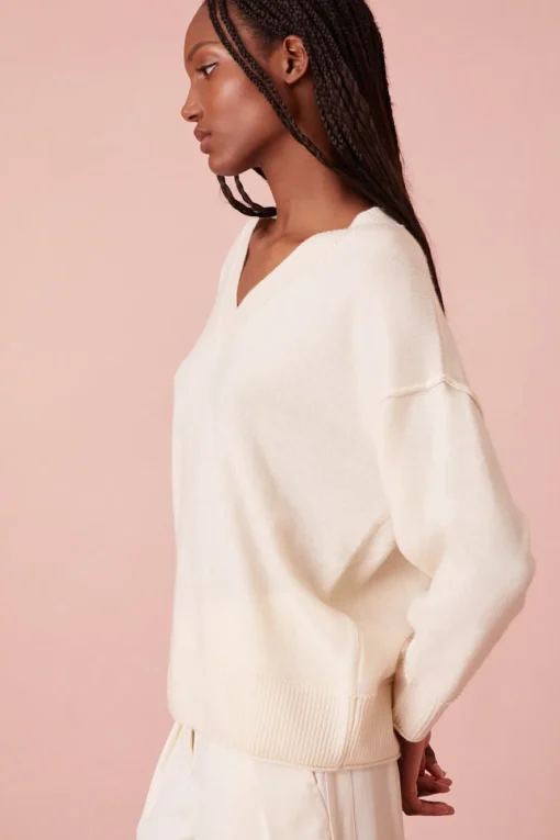 Women LoveShackFancy Perrine Cashmere V-Neck Pullover