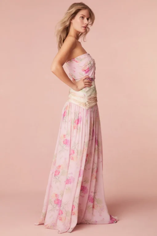 Women LoveShackFancy Pintil Strapless Floral Gown