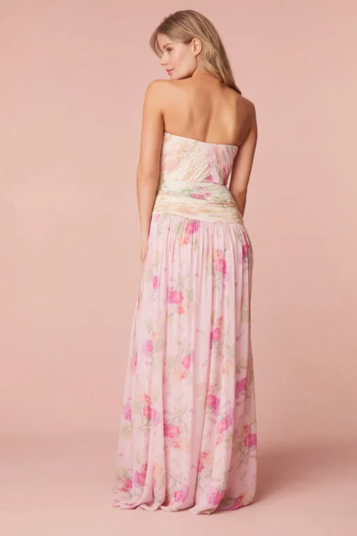 Women LoveShackFancy Pintil Strapless Floral Gown