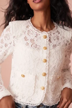 Women LoveShackFancy Richard Sheer Lace Jacket