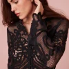 Women LoveShackFancy Rinko Scalloped Sheer Lace Top