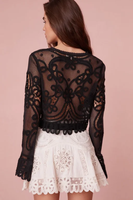 Women LoveShackFancy Rinko Scalloped Sheer Lace Top