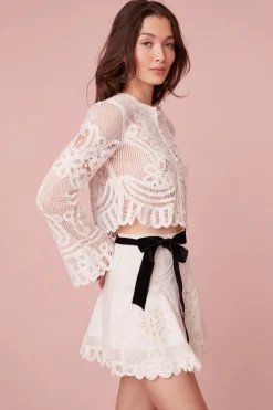 Women LoveShackFancy Rinko Scalloped Sheer Lace Top