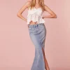 Women LoveShackFancy Risia Denim Maxi Skirt