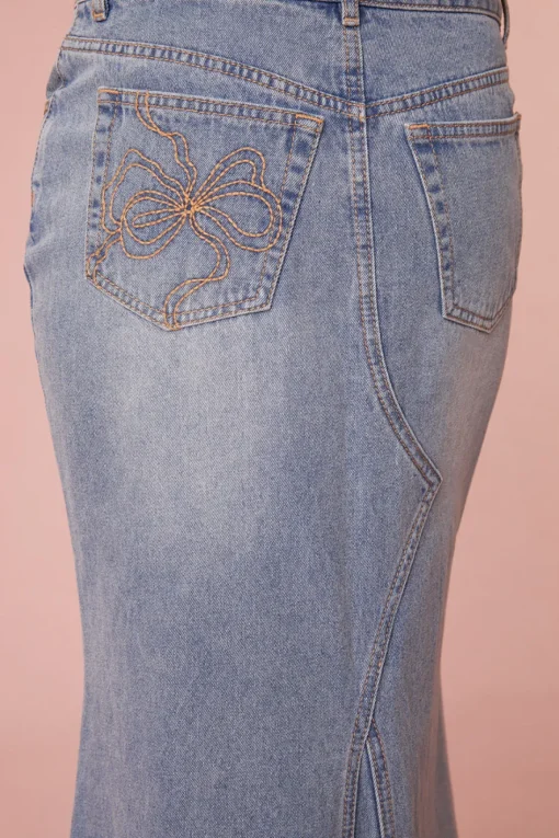 Women LoveShackFancy Risia Denim Maxi Skirt