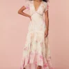 Women LoveShackFancy Roupell V-Neck Chiffon Maxi Dress