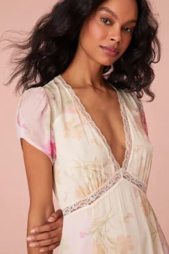 Women LoveShackFancy Roupell V-Neck Chiffon Maxi Dress