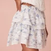 Women LoveShackFancy Ruffle Mini Blue Floral Skirt