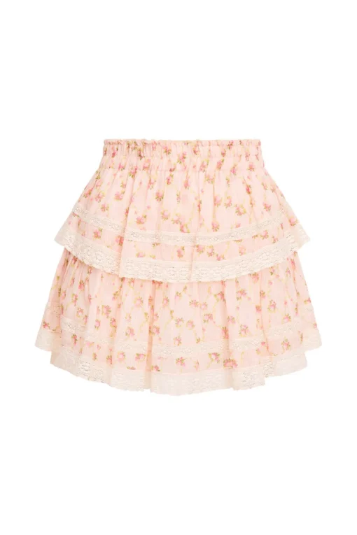 Women LoveShackFancy Ruffle Mini Dainty Floral Cotton Skirt