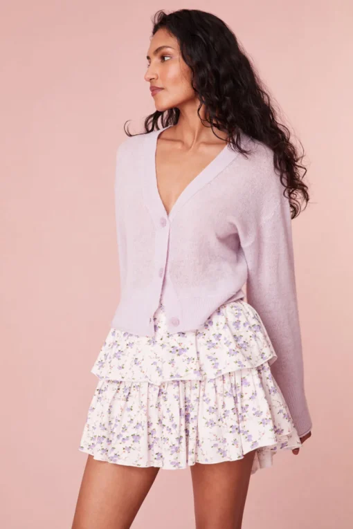 Women LoveShackFancy Ruffle Mini Dainty Lilac Skirt