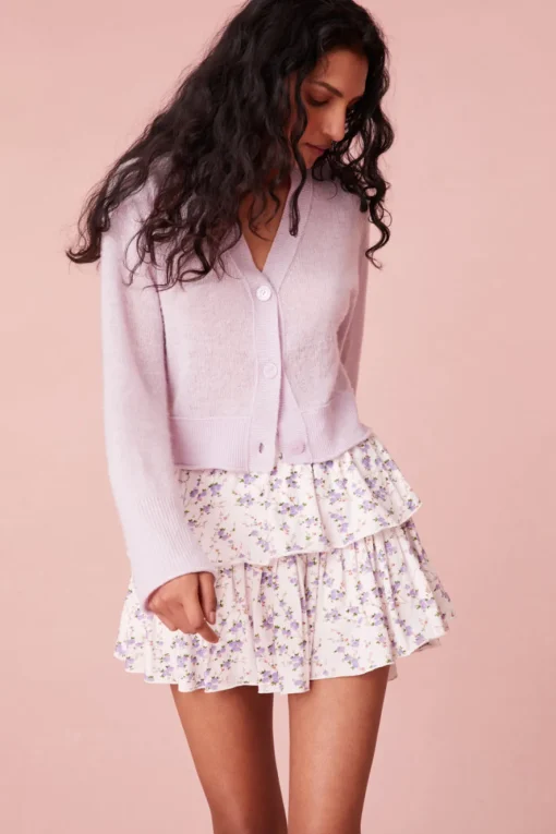 Women LoveShackFancy Ruffle Mini Dainty Lilac Skirt
