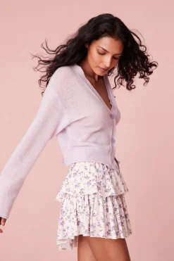Women LoveShackFancy Ruffle Mini Dainty Lilac Skirt