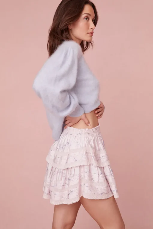 Women LoveShackFancy Ruffle Mini Floral Tiered Skirt