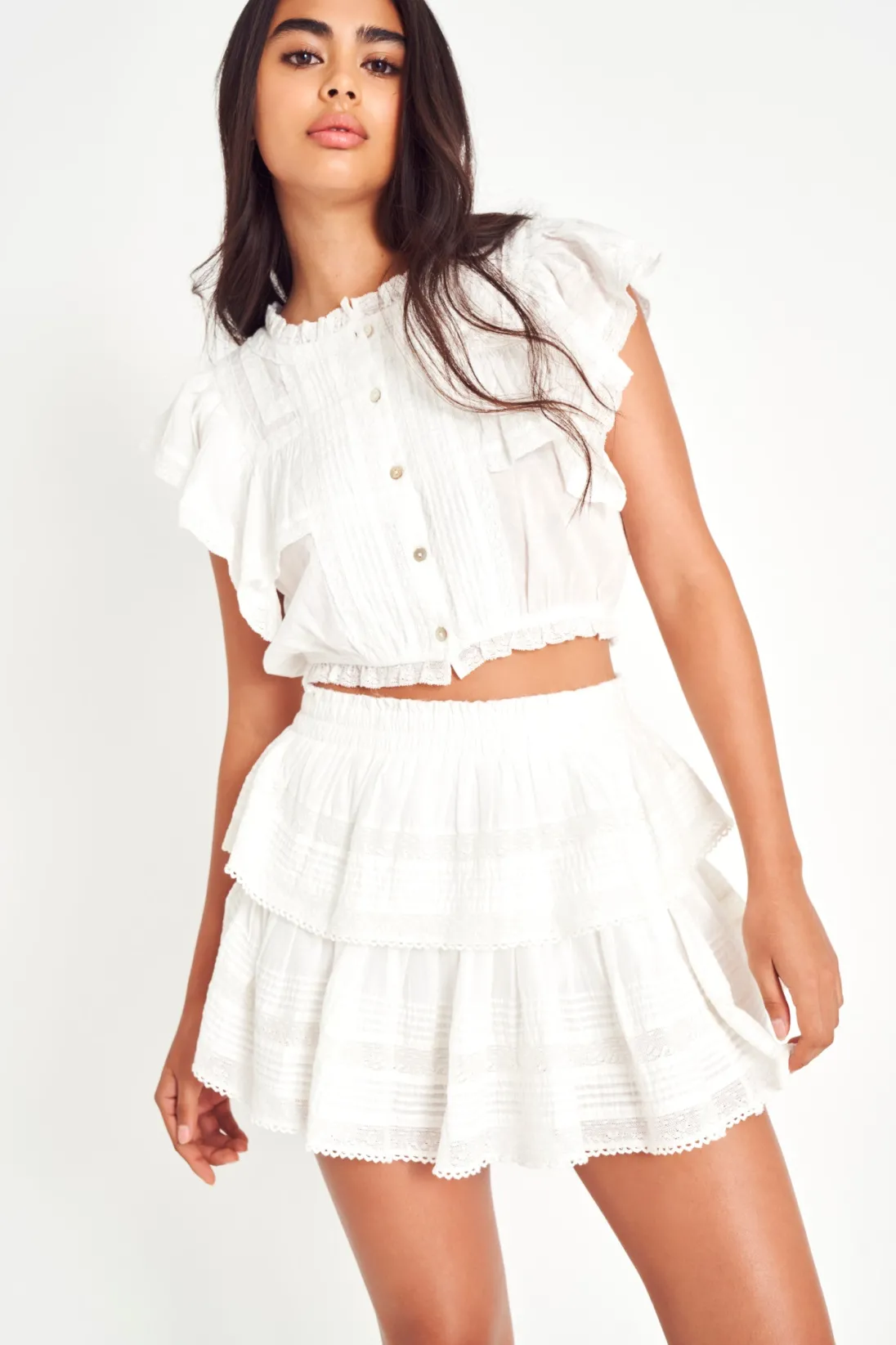 Women LoveShackFancy Ruffle Mini Heritage Skirt